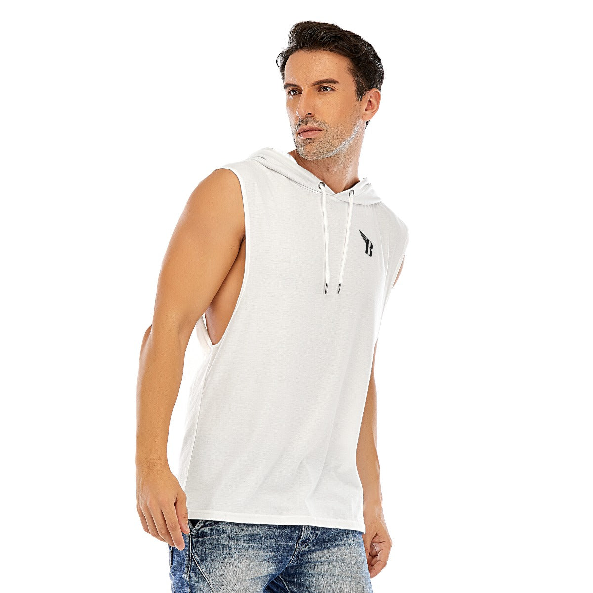 Zees Sleeveless Hoodie White