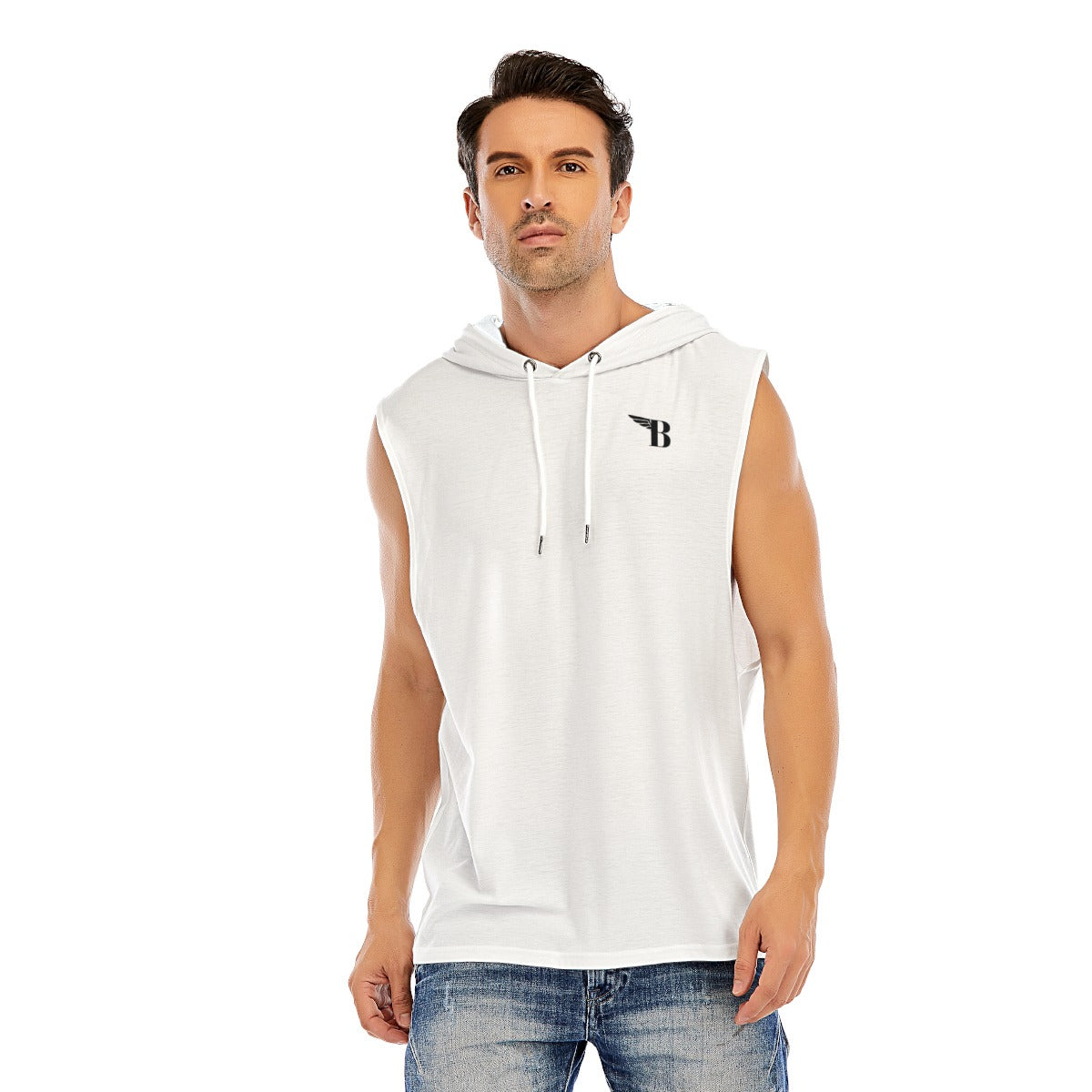 Zees Sleeveless Hoodie White